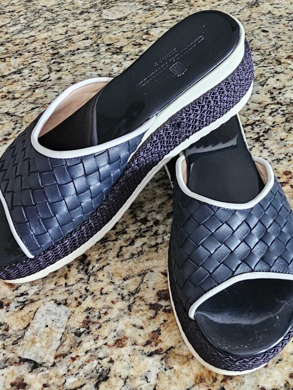 Clorinda Antinori woven leather platform slide sandals signature Italian Design - Picture 10 of 14